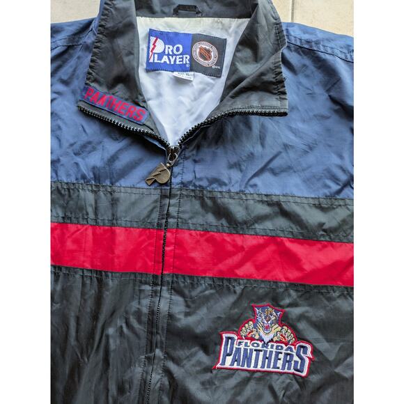 Florida Panthers 90s PRO PLAYER windbreaker jacket XL black red NHL hockey vtg